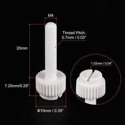 Harfington Plastic Machine Screws, PP Slotted Knurled Fasteners Bolts for Electronics, Communications