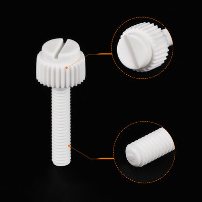 Harfington Plastic Machine Screws, PP Slotted Knurled Fasteners Bolts for Electronics, Communications