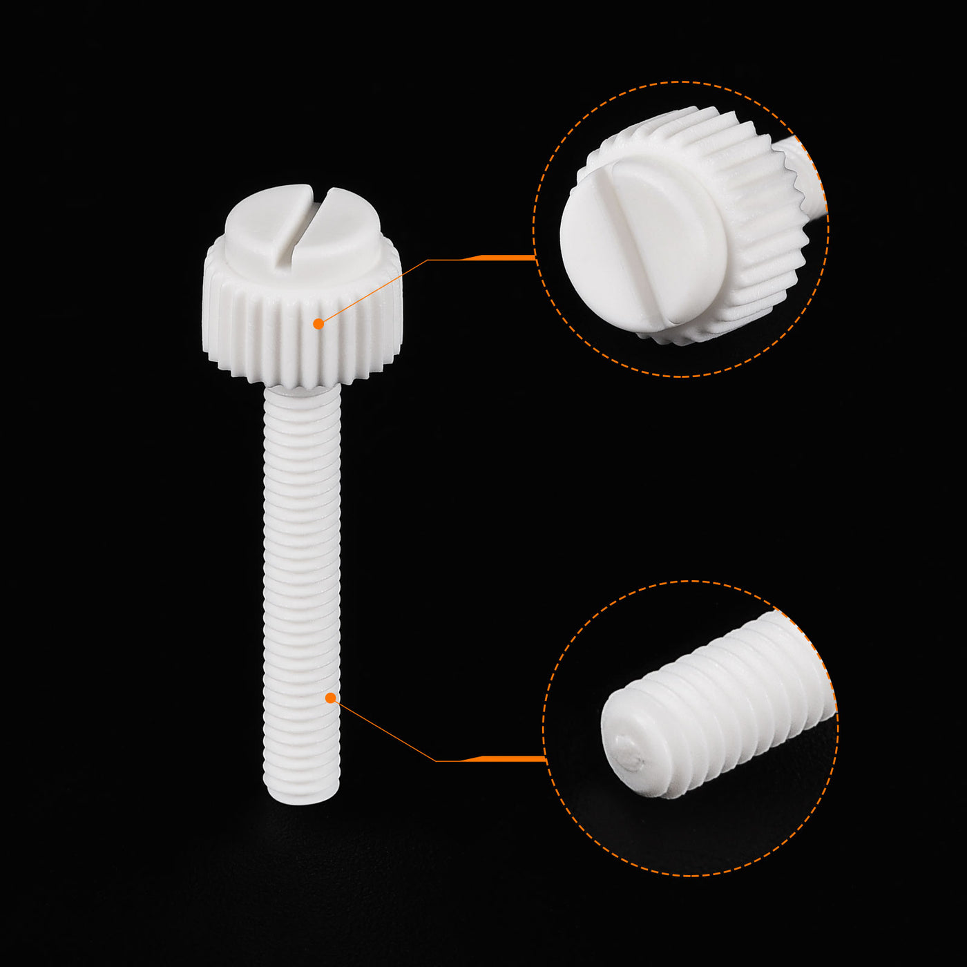 uxcell Plastic Machine Screws, PP Slotted Knurled Fasteners Bolts for Electronics, Communications