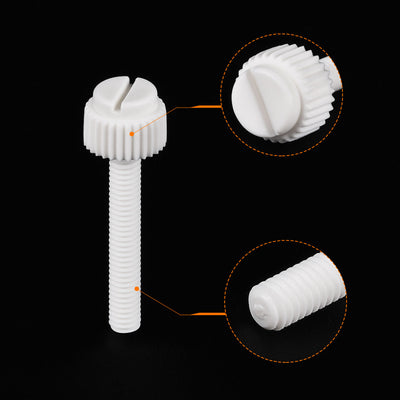 Harfington Plastic Machine Screws, PP Slotted Knurled Fasteners Bolts for Electronics, Communications