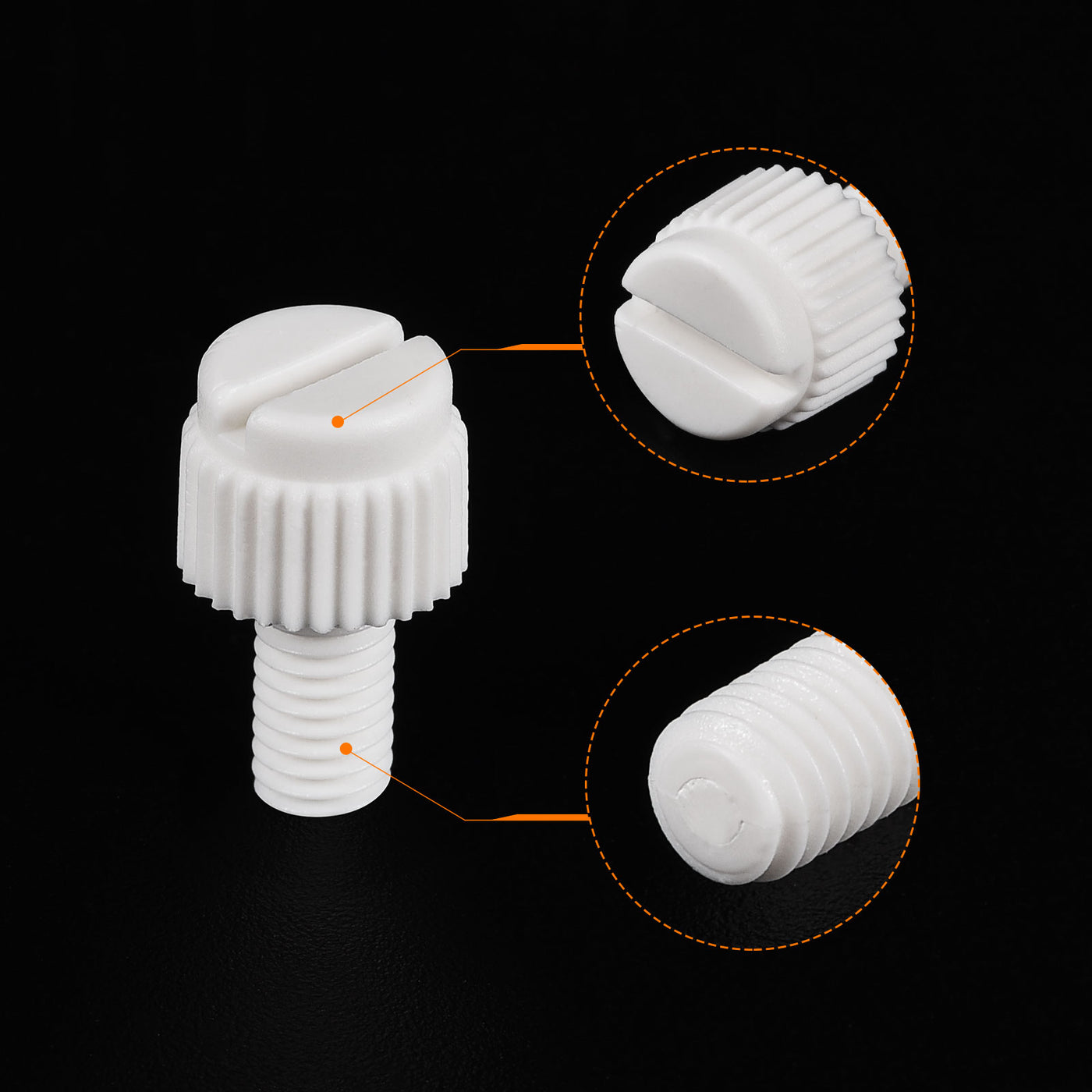 uxcell Plastic Machine Screws, PP Slotted Knurled Fasteners Bolts