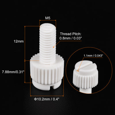 Harfington Plastic Machine Screws, PP Slotted Knurled Fasteners Bolts