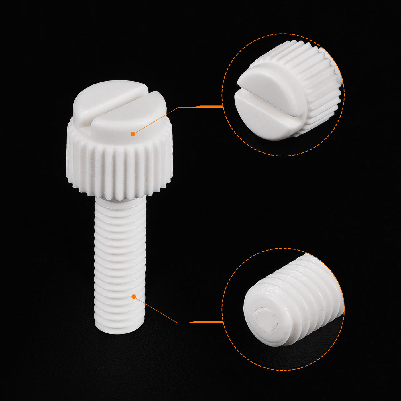 uxcell Plastic Machine Screws, PP Slotted Knurled Fasteners Bolts