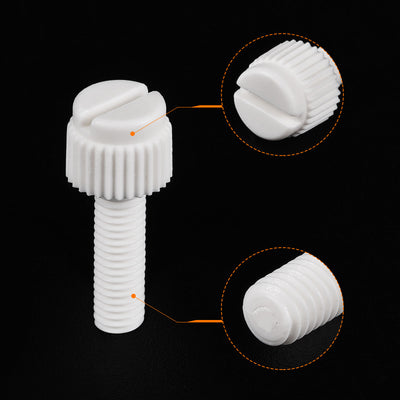 Harfington Plastic Machine Screws, PP Slotted Knurled Fasteners Bolts