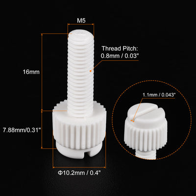 Harfington Plastic Machine Screws, PP Slotted Knurled Fasteners Bolts for Electronics, Communications