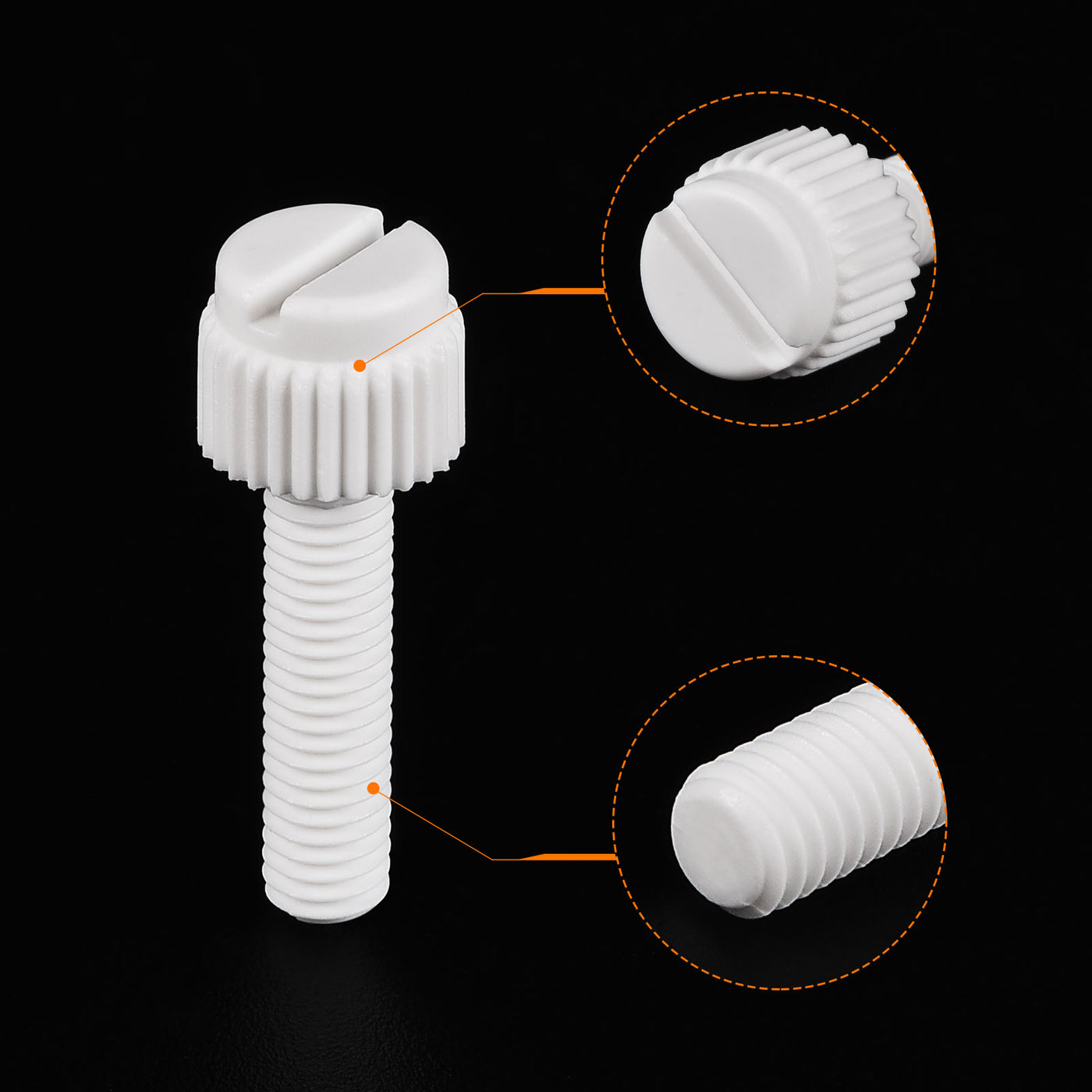 uxcell Plastic Machine Screws, PP Slotted Knurled Fasteners Bolts for Electronics, Communications