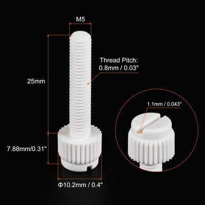 Harfington Plastic Machine Screws, PP Slotted Knurled Fasteners Bolts for Electronics, Communications