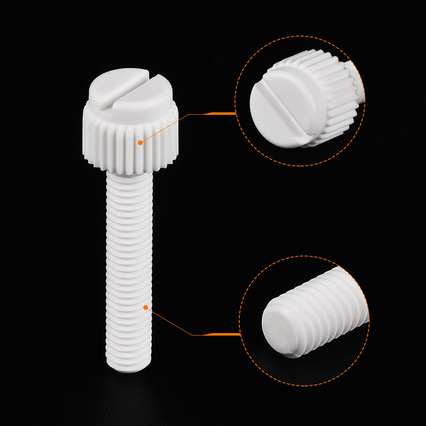 uxcell Plastic Machine Screws, PP Slotted Knurled Fasteners Bolts for Electronics, Communications