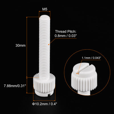 Harfington Plastic Machine Screws, PP Slotted Knurled Fasteners Bolts
