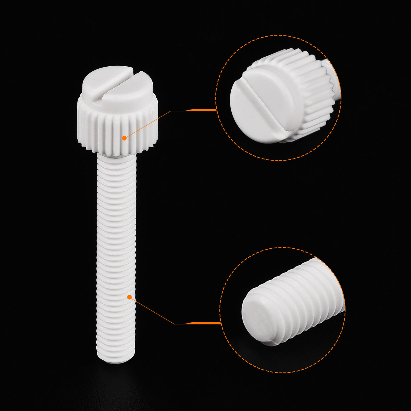 uxcell Plastic Machine Screws, PP Slotted Knurled Fasteners Bolts