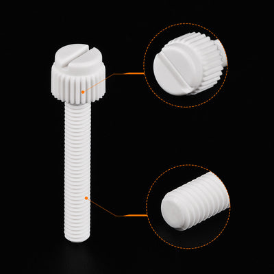 Harfington Plastic Machine Screws, PP Slotted Knurled Fasteners Bolts