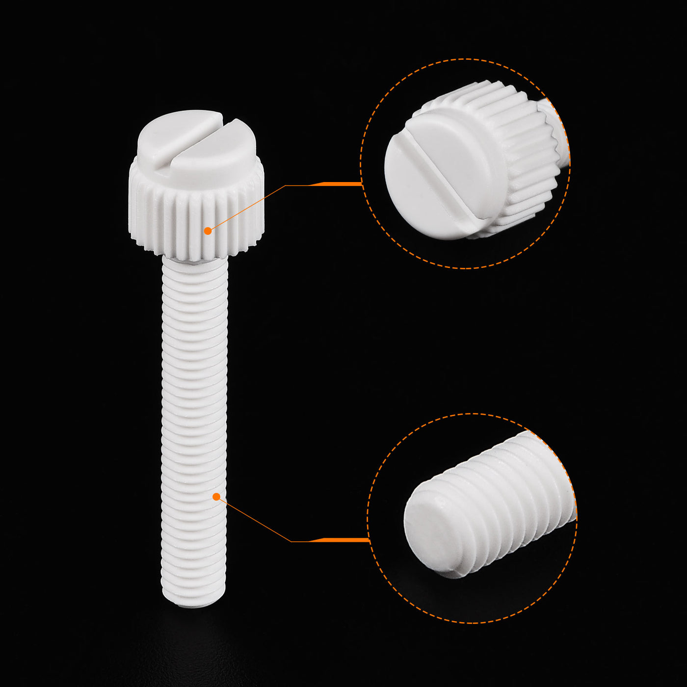uxcell Plastic Machine Screws, PP Slotted Knurled Fasteners Bolts for Electronics, Communications