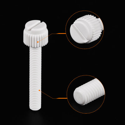 Harfington Plastic Machine Screws, PP Slotted Knurled Fasteners Bolts for Electronics, Communications