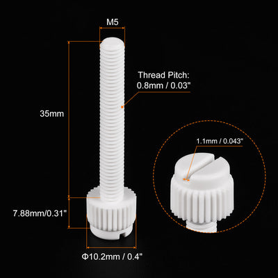 Harfington Plastic Machine Screws, PP Slotted Knurled Fasteners Bolts