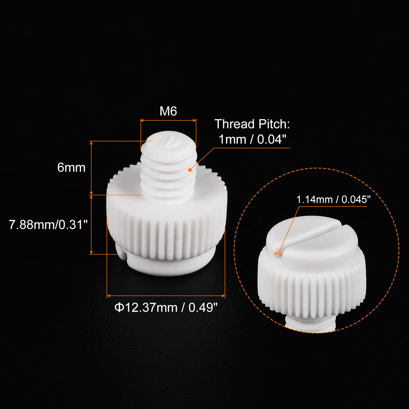 uxcell Plastic Machine Screw Slotted Knurled Fastener Bolt for Electronics, Communications