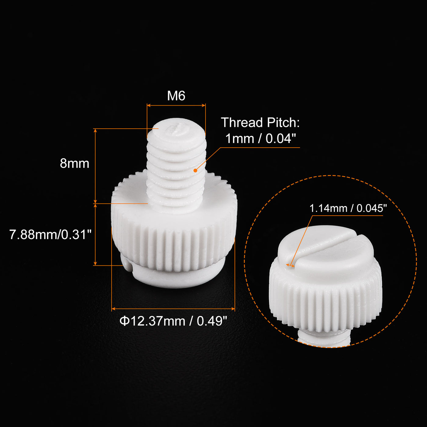 uxcell Plastic Machine Screw Slotted Knurled Fastener Bolt for Electronics, Communications