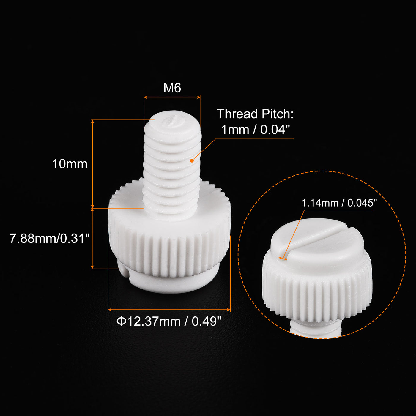 uxcell Plastic Machine Screw Slotted Knurled Fastener Bolt for Electronics, Communications