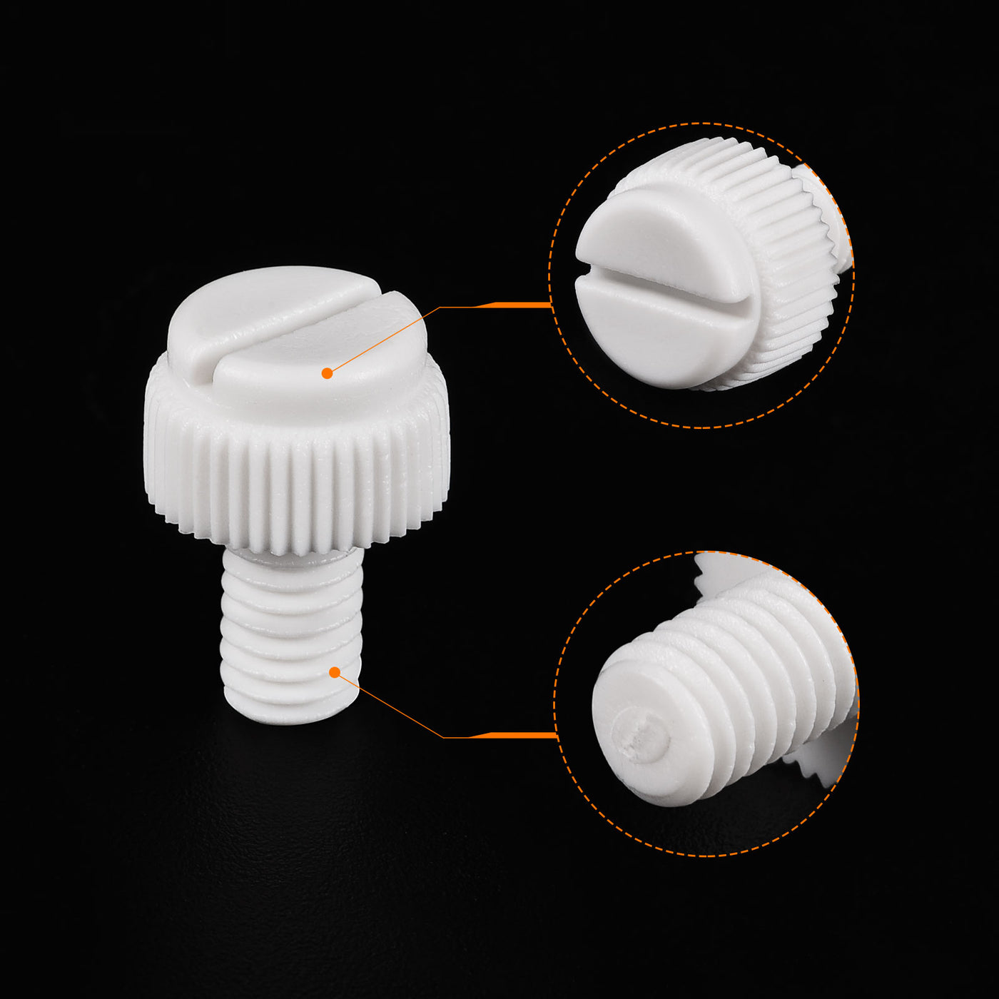 uxcell Plastic Machine Screw Slotted Knurled Fastener Bolt for Electronics, Communications