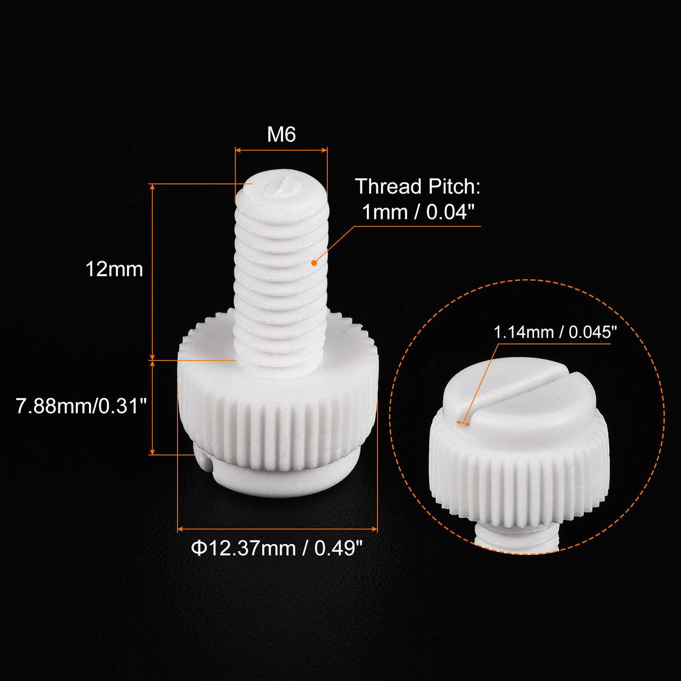 uxcell Plastic Machine Screw Slotted Knurled Fastener Bolt for Electronics, Communications