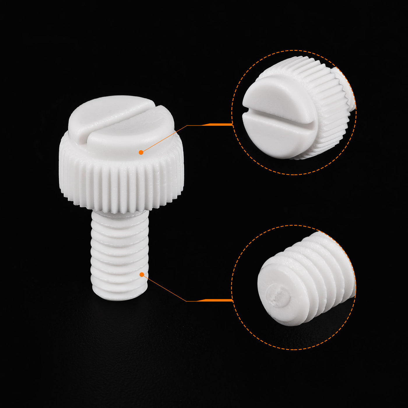 uxcell Plastic Machine Screw Slotted Knurled Fastener Bolt for Electronics, Communications