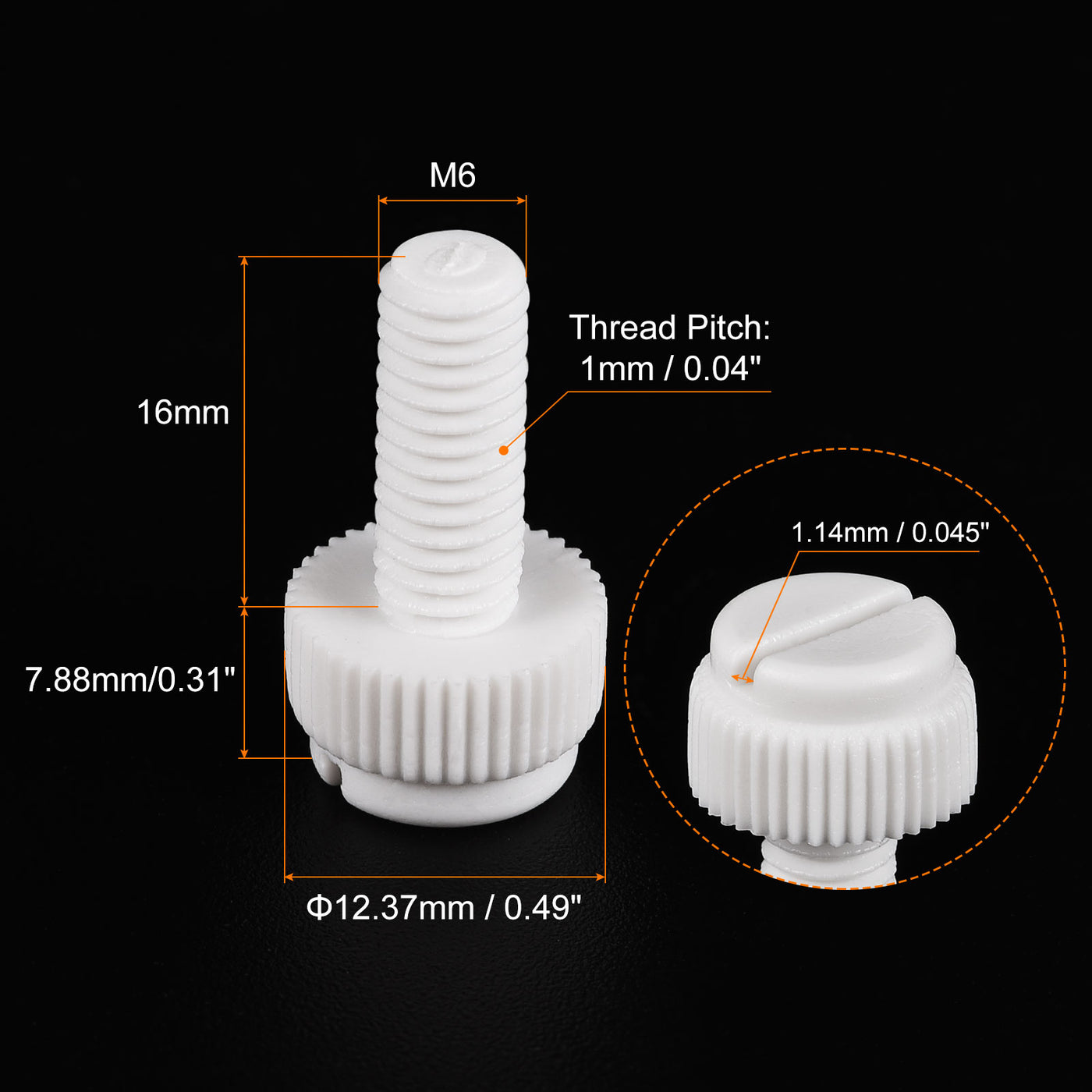 uxcell Plastic Machine Screw Slotted Knurled Fastener Bolt for Electronics, Communications