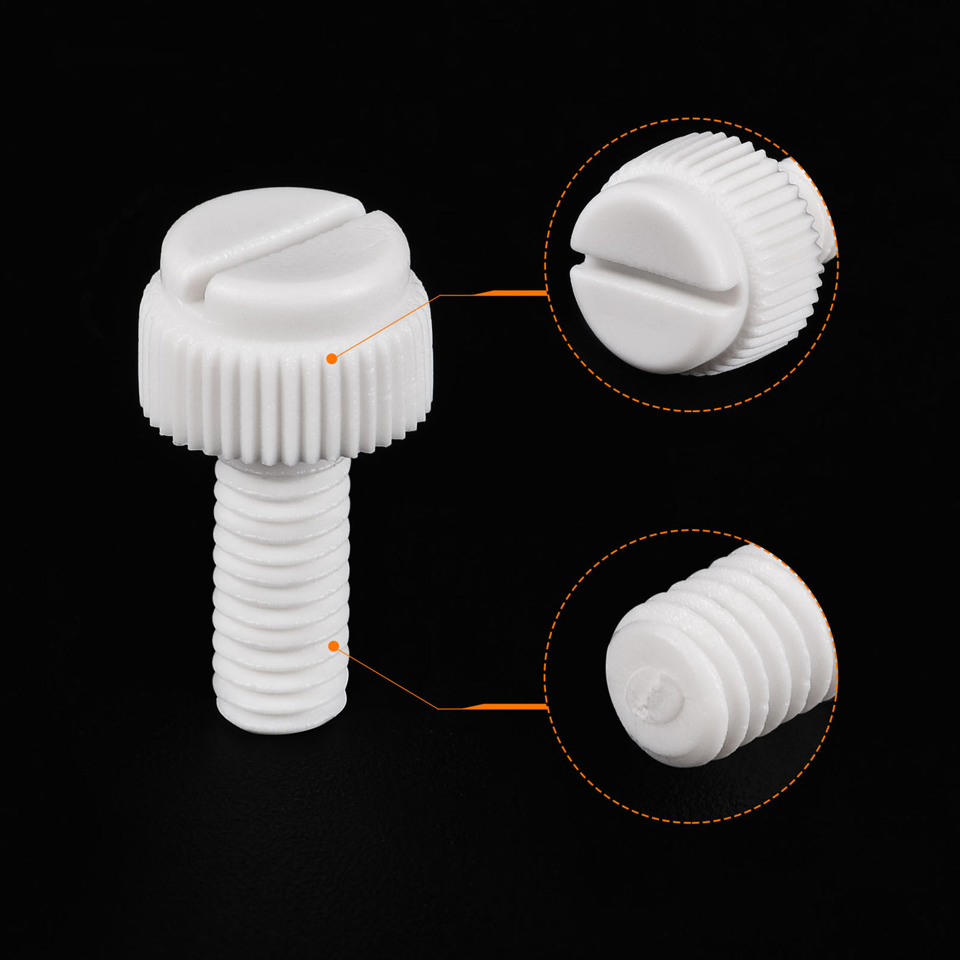 uxcell Plastic Machine Screw Slotted Knurled Fastener Bolt for Electronics, Communications