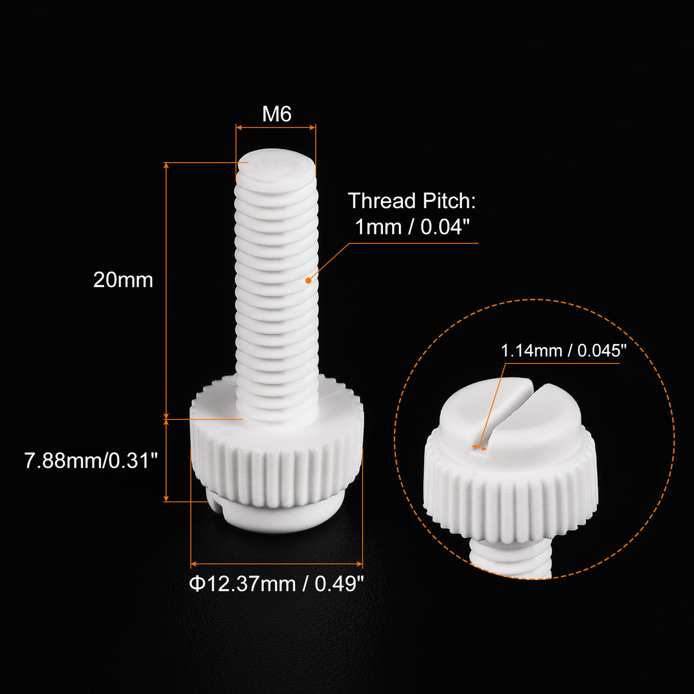 uxcell Plastic Machine Screw Slotted Knurled Fastener Bolt for Electronics, Communications