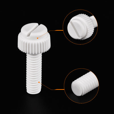 Harfington Plastic Machine Screw Slotted Knurled Fastener Bolt for Electronics, Communications
