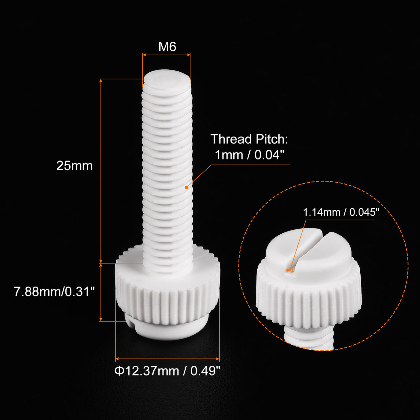 uxcell Plastic Machine Screw Slotted Knurled Fastener Bolt for Electronics, Communications