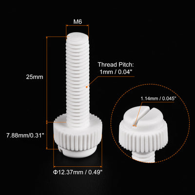 Harfington Plastic Machine Screw Slotted Knurled Fastener Bolt for Electronics, Communications