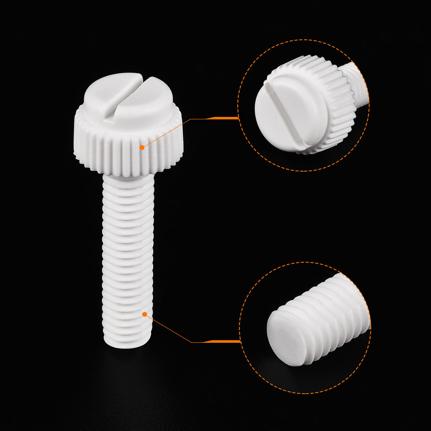 uxcell Plastic Machine Screw Slotted Knurled Fastener Bolt for Electronics, Communications