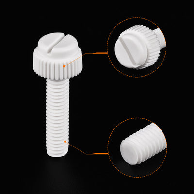 Harfington Plastic Machine Screw Slotted Knurled Fastener Bolt for Electronics, Communications