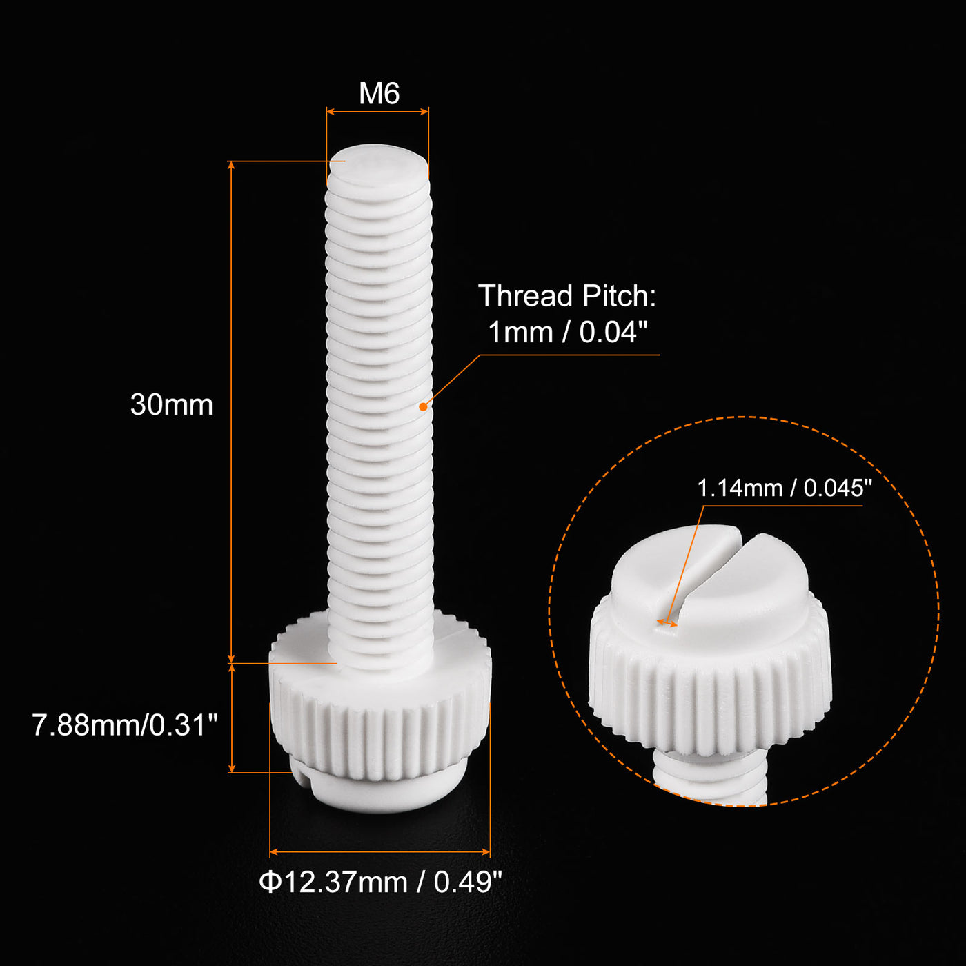 uxcell Plastic Machine Screw Slotted Knurled Fastener Bolt for Electronics, Communications