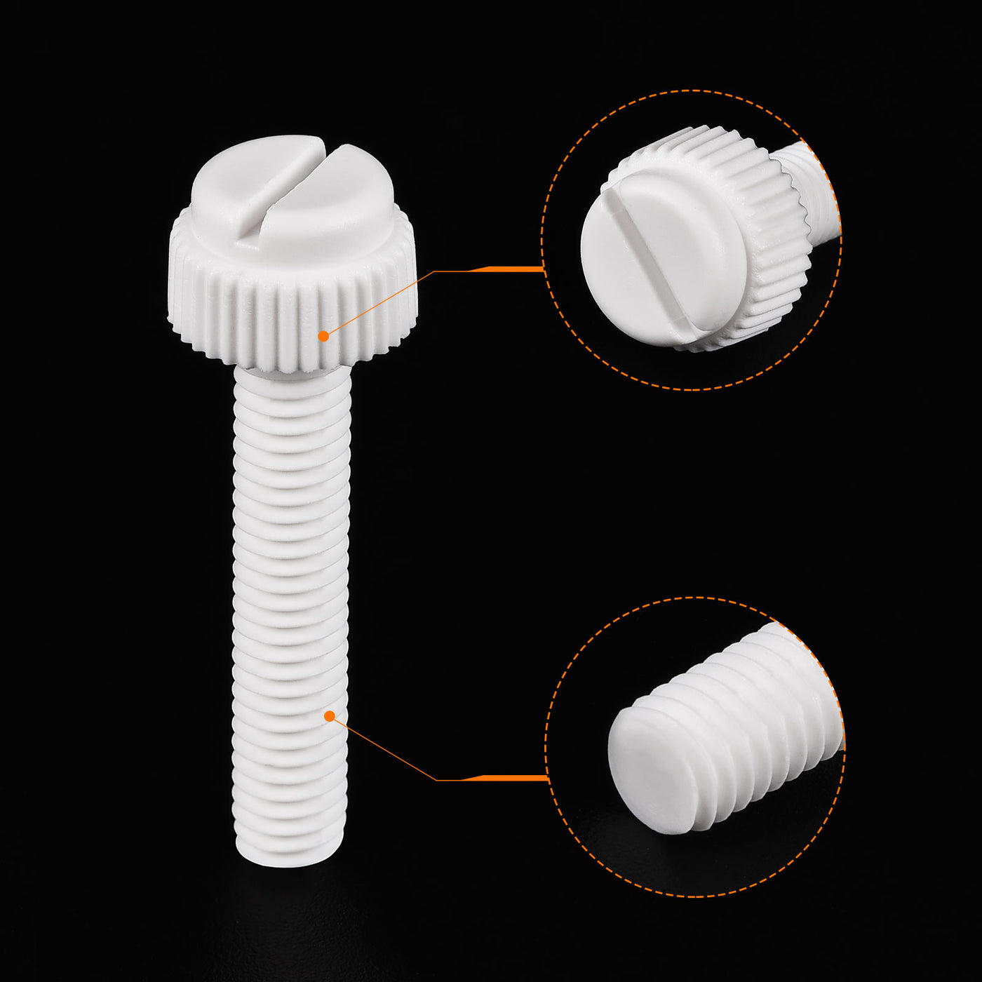 uxcell Plastic Machine Screw Slotted Knurled Fastener Bolt for Electronics, Communications