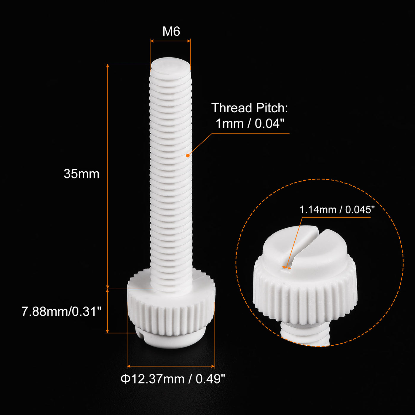 uxcell Plastic Machine Screw Slotted Knurled Fastener Bolt for Electronics, Communications