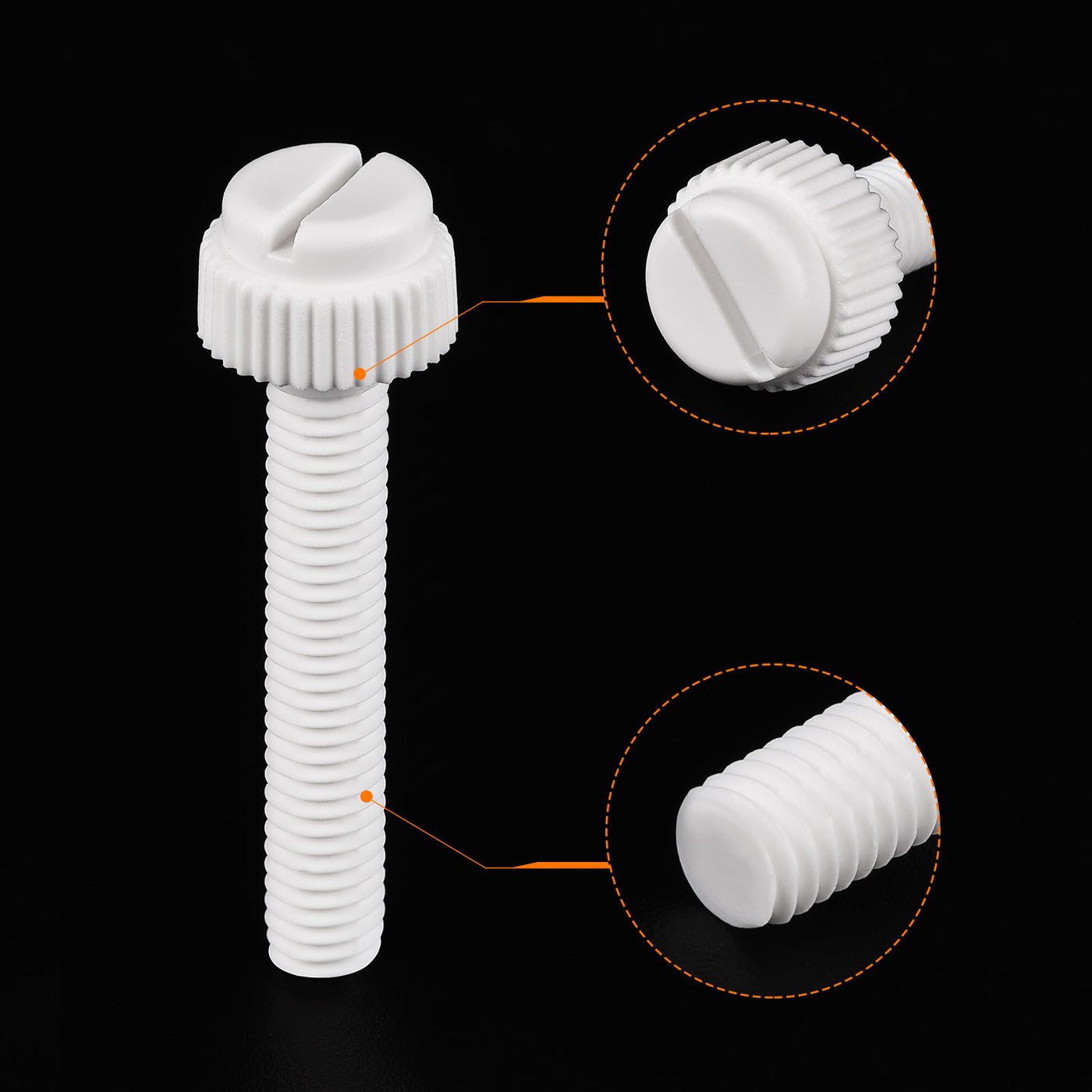 uxcell Plastic Machine Screw Slotted Knurled Fastener Bolt for Electronics, Communications