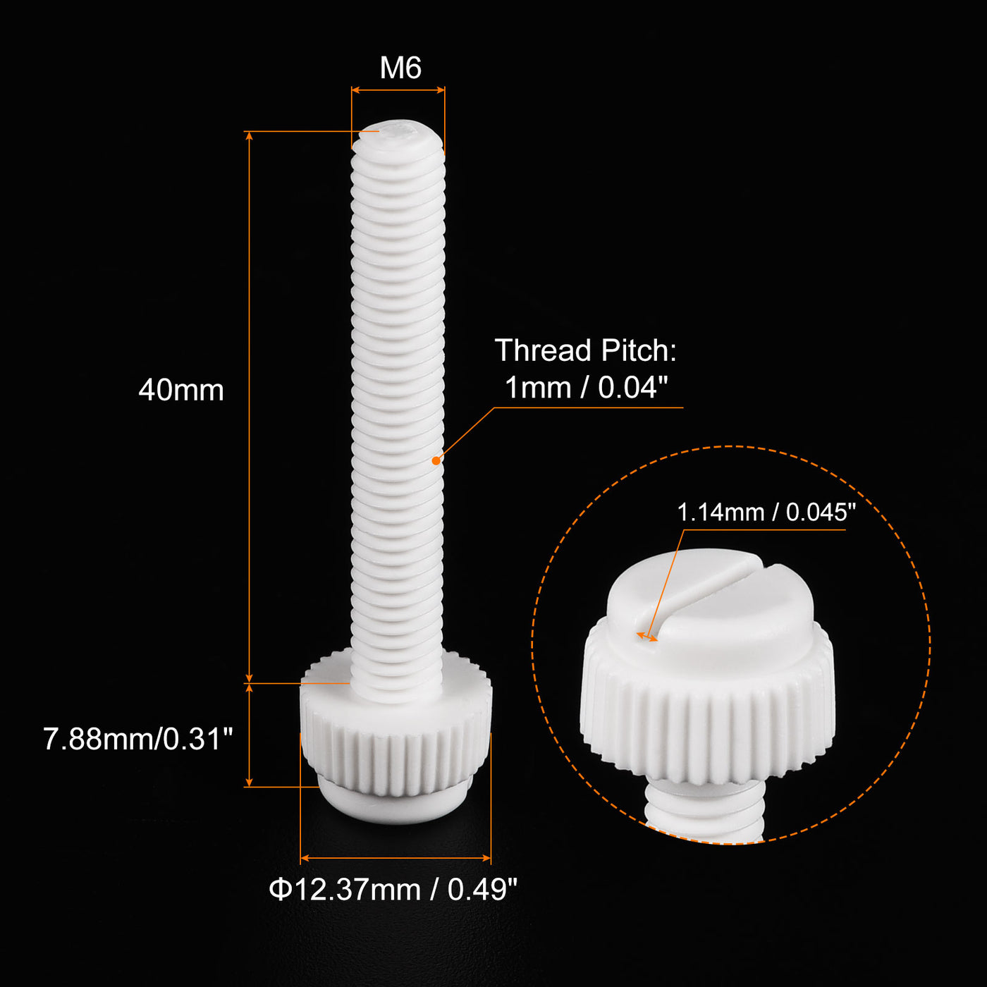 uxcell Plastic Machine Screw Slotted Knurled Fastener Bolt for Electronics, Communications