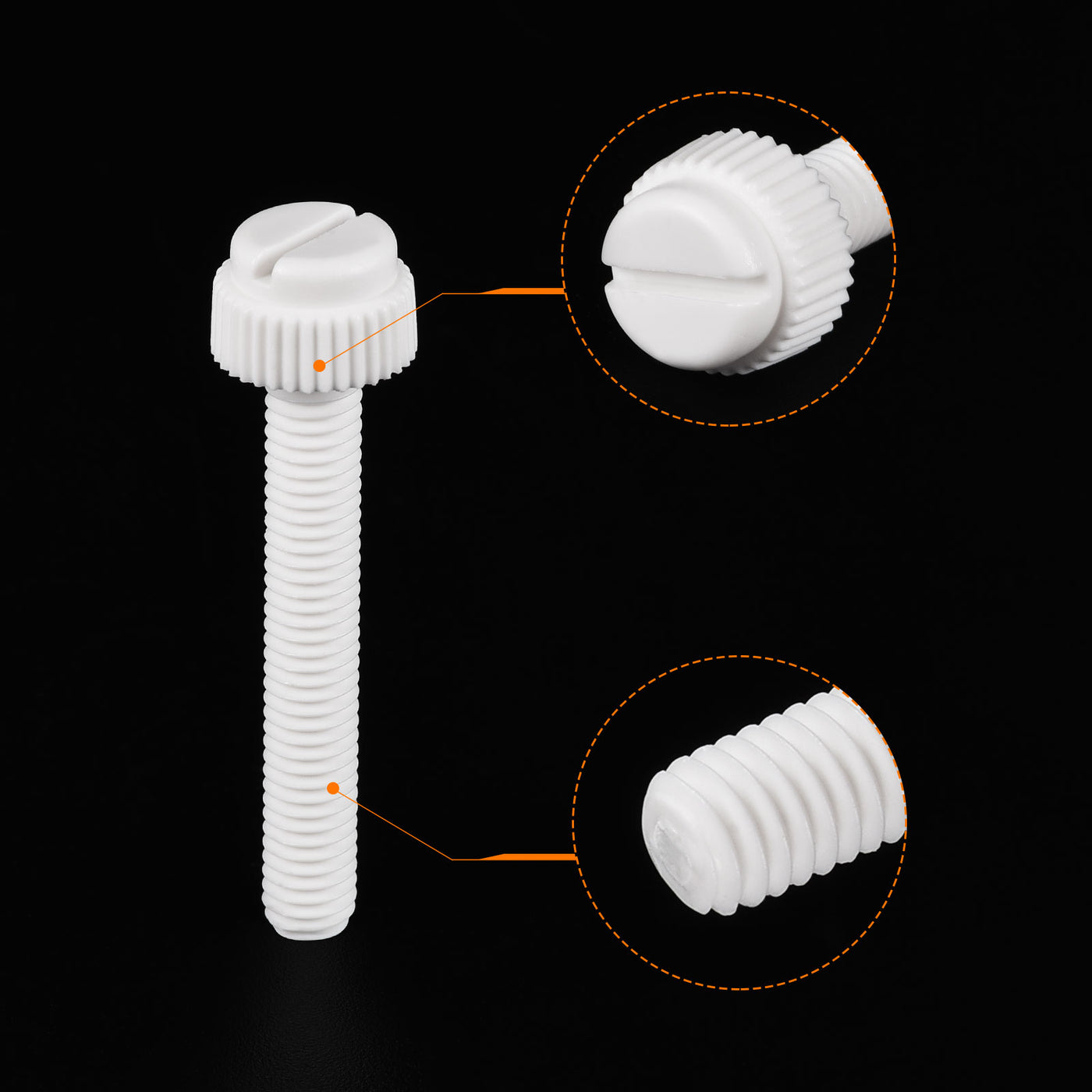uxcell Plastic Machine Screw Slotted Knurled Fastener Bolt for Electronics, Communications