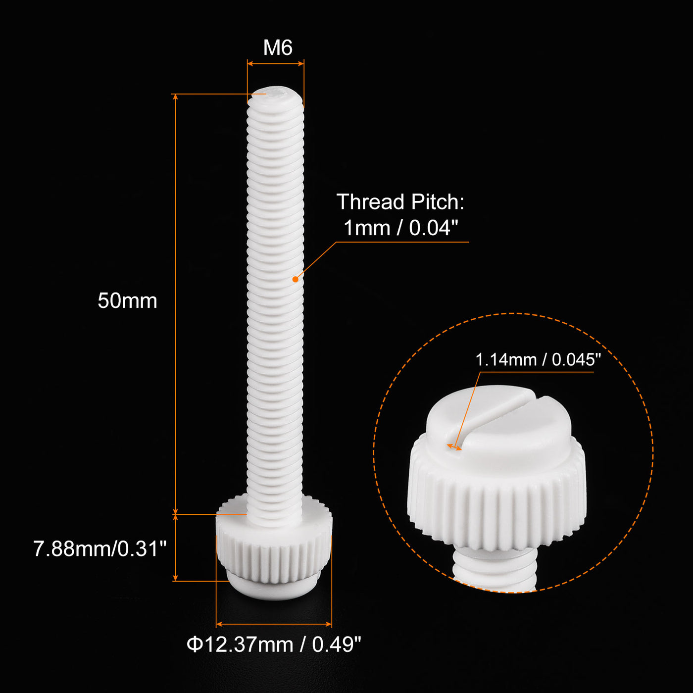 uxcell Plastic Machine Screw Slotted Knurled Fastener Bolt for Electronics, Communications