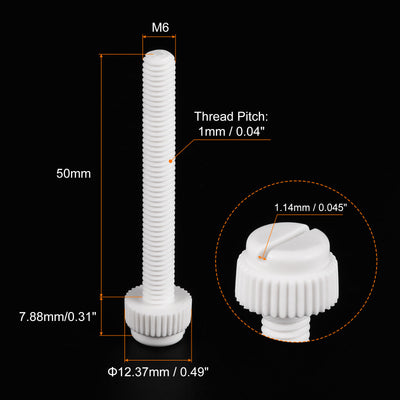 Harfington Plastic Machine Screw Slotted Knurled Fastener Bolt for Electronics, Communications