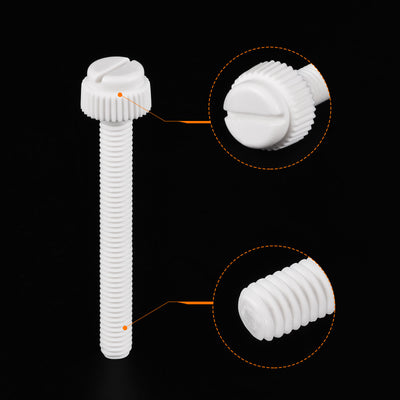 Harfington Plastic Machine Screw Slotted Knurled Fastener Bolt for Electronics, Communications