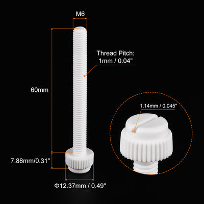 Harfington Plastic Machine Screw Slotted Knurled Fastener Bolt for Electronics, Communications
