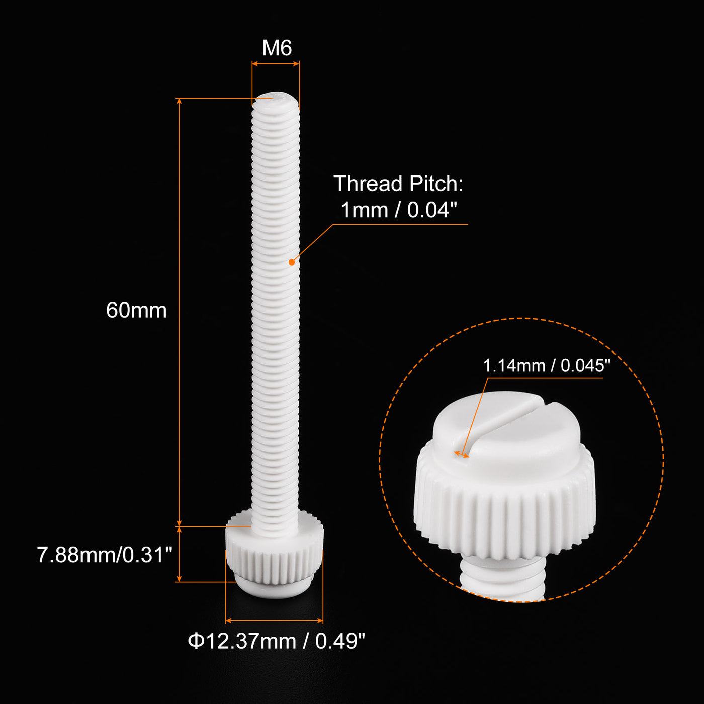 uxcell Plastic Machine Screw Slotted Knurled Fastener Bolt for Electronics, Communications