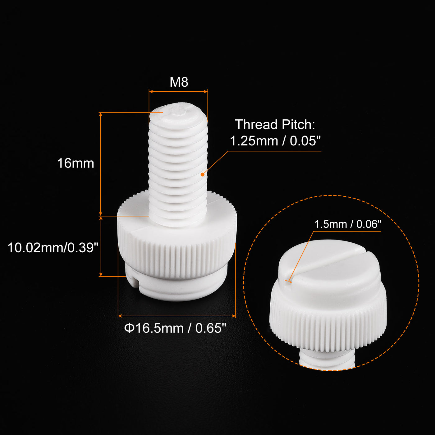 uxcell Plastic Machine Screw Slotted Knurled Fastener Bolt for Electronics, Communications