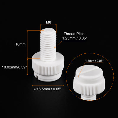 Harfington Plastic Machine Screw Slotted Knurled Fastener Bolt for Electronics, Communications