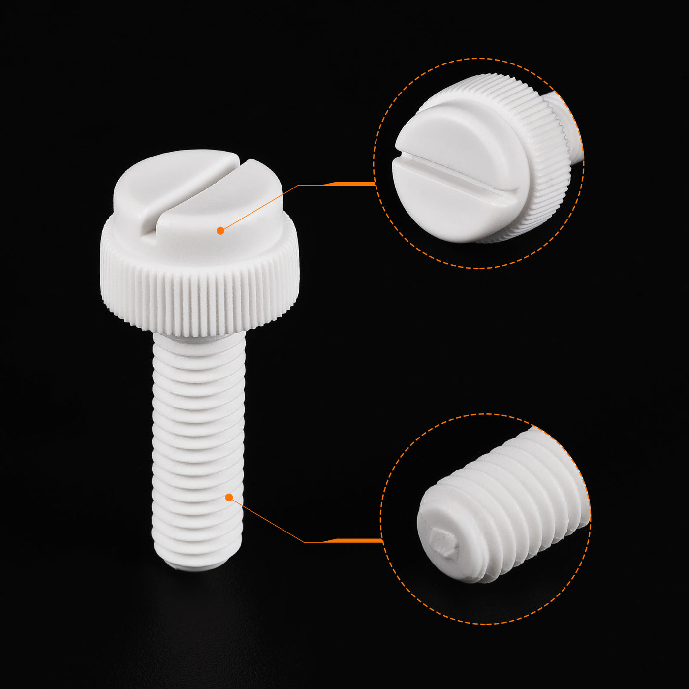 uxcell Plastic Machine Screw Slotted Knurled Fastener Bolt for Electronics, Communications