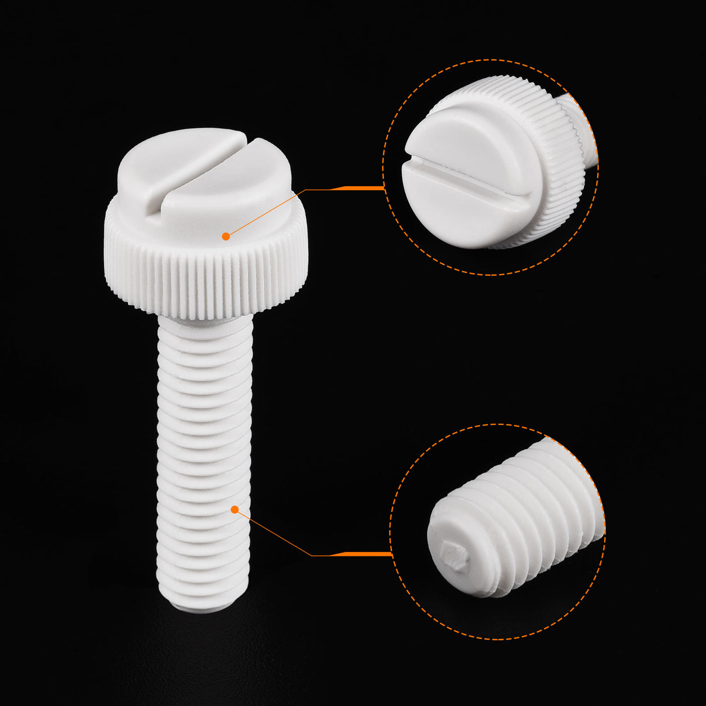 uxcell Plastic Machine Screw Slotted Knurled Fastener Bolt for Electronics, Communications