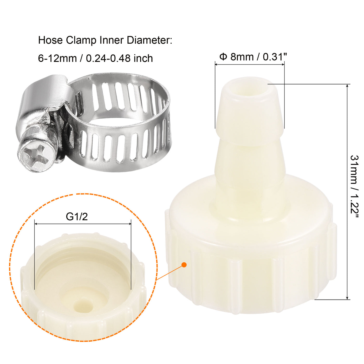 Harfington ABS Hose Fitting, Hose Clamp, Washer