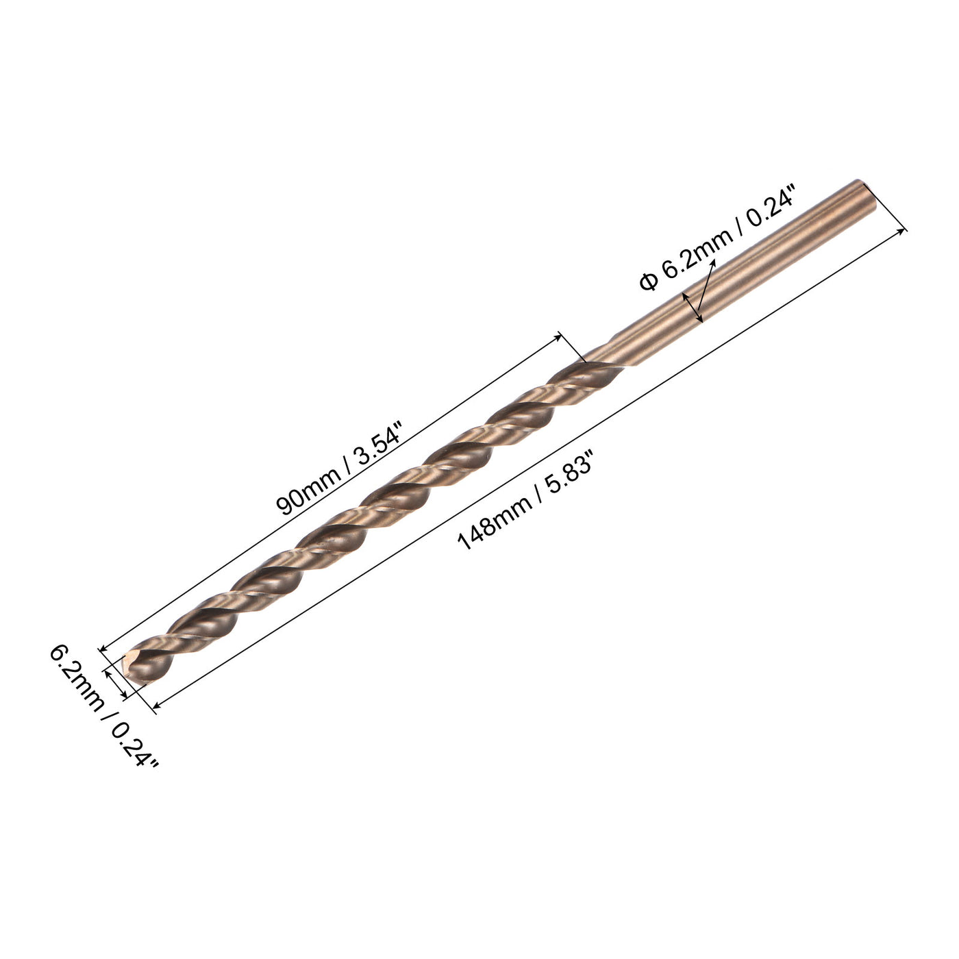 uxcell M35 High-speed Steel Parabolic Flute Drill Bit, Cobalt Steel