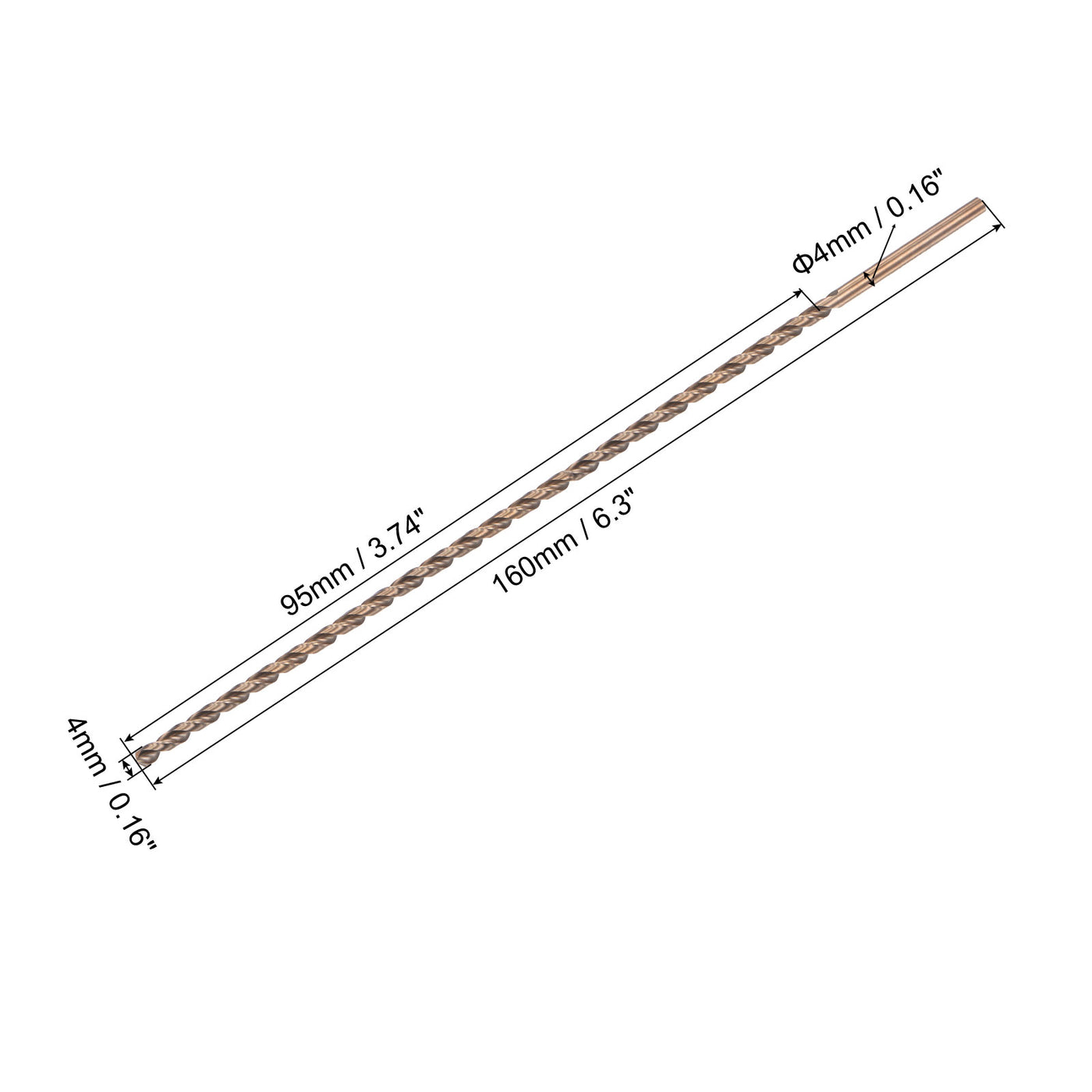uxcell M35 High-speed Steel Parabolic Flute Drill Bit, Cobalt Steel